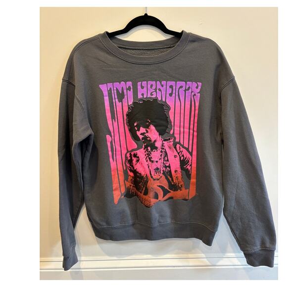 Authentic Jimi Hendrix Playing Guitar Sweatshirt Gray | Size Medium - Picture 1 of 7